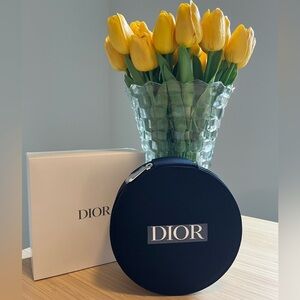 Authentic Dior Large Round Hard Vanity Case with Mirror in Navy Limited Edition